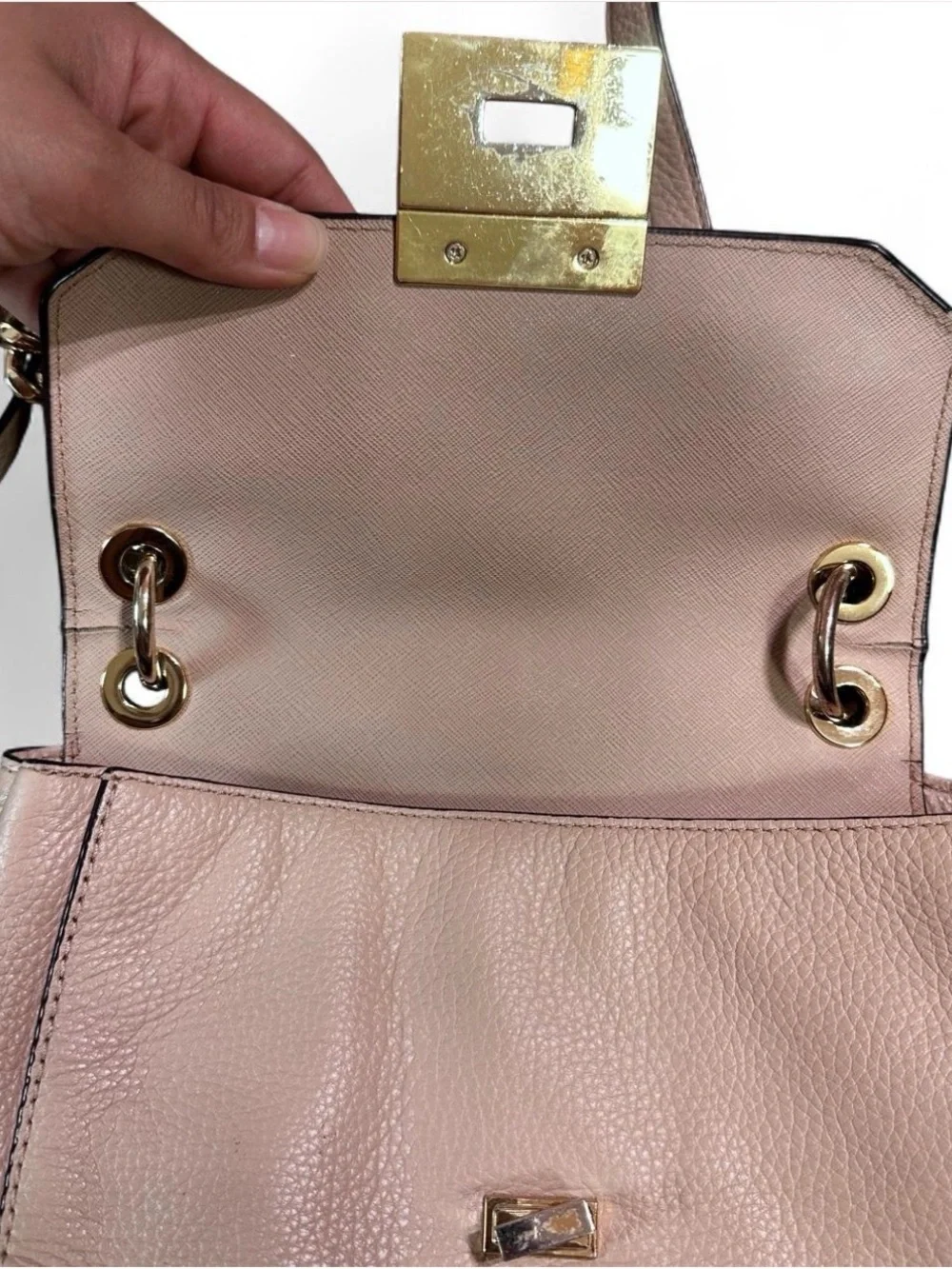 MICHAEL Michael Kors Blush Pink Pebbled Leather Chain Crossbody